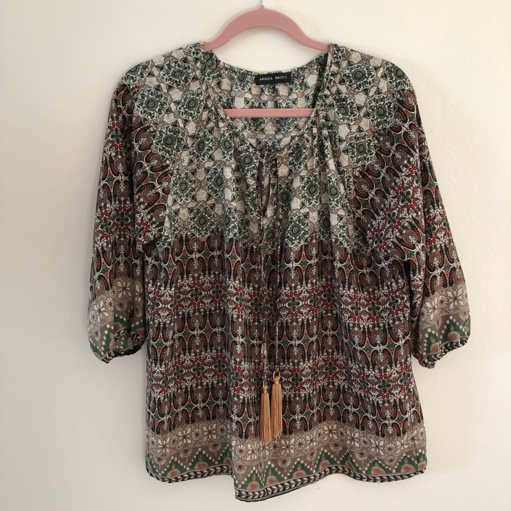 Boho Blouse multicolor 3/4 length sleeve